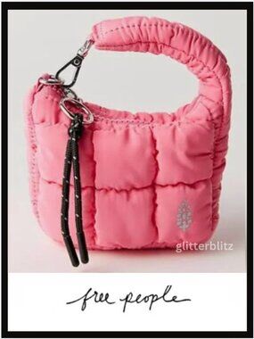 Free People Pink Bubblegum Quilted Micro Pouch